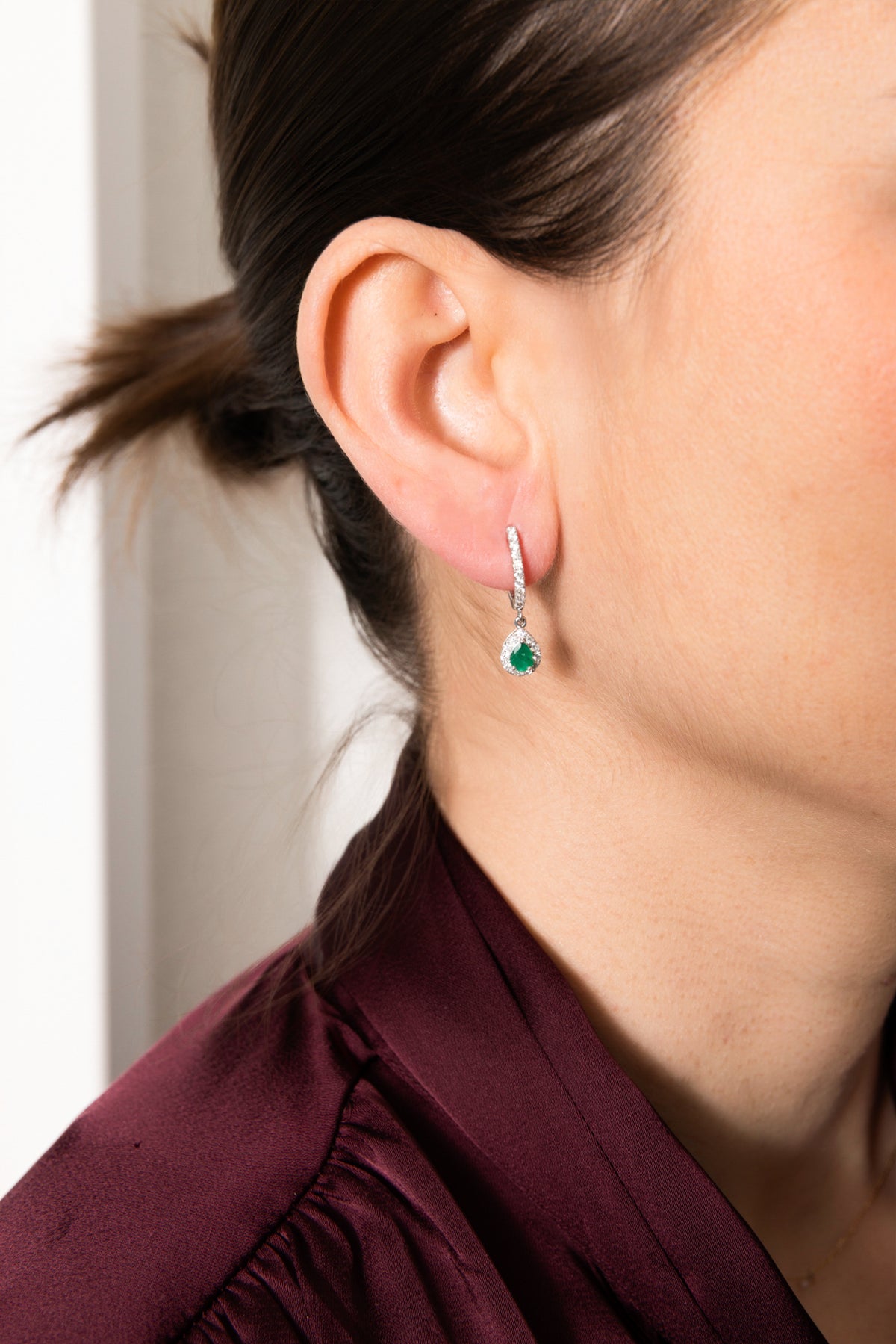 Pendientes de Esmeraldas Gota y Diamantes