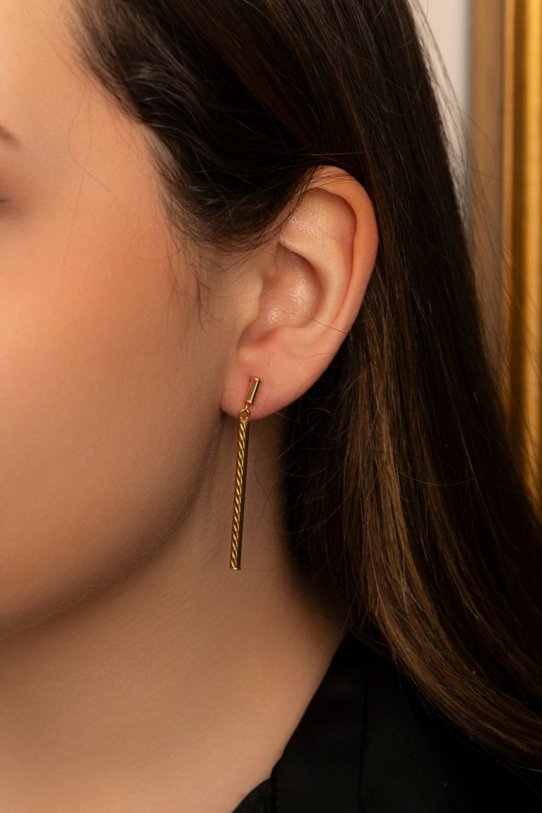 Pendientes largos de Oro Amarillo 18k