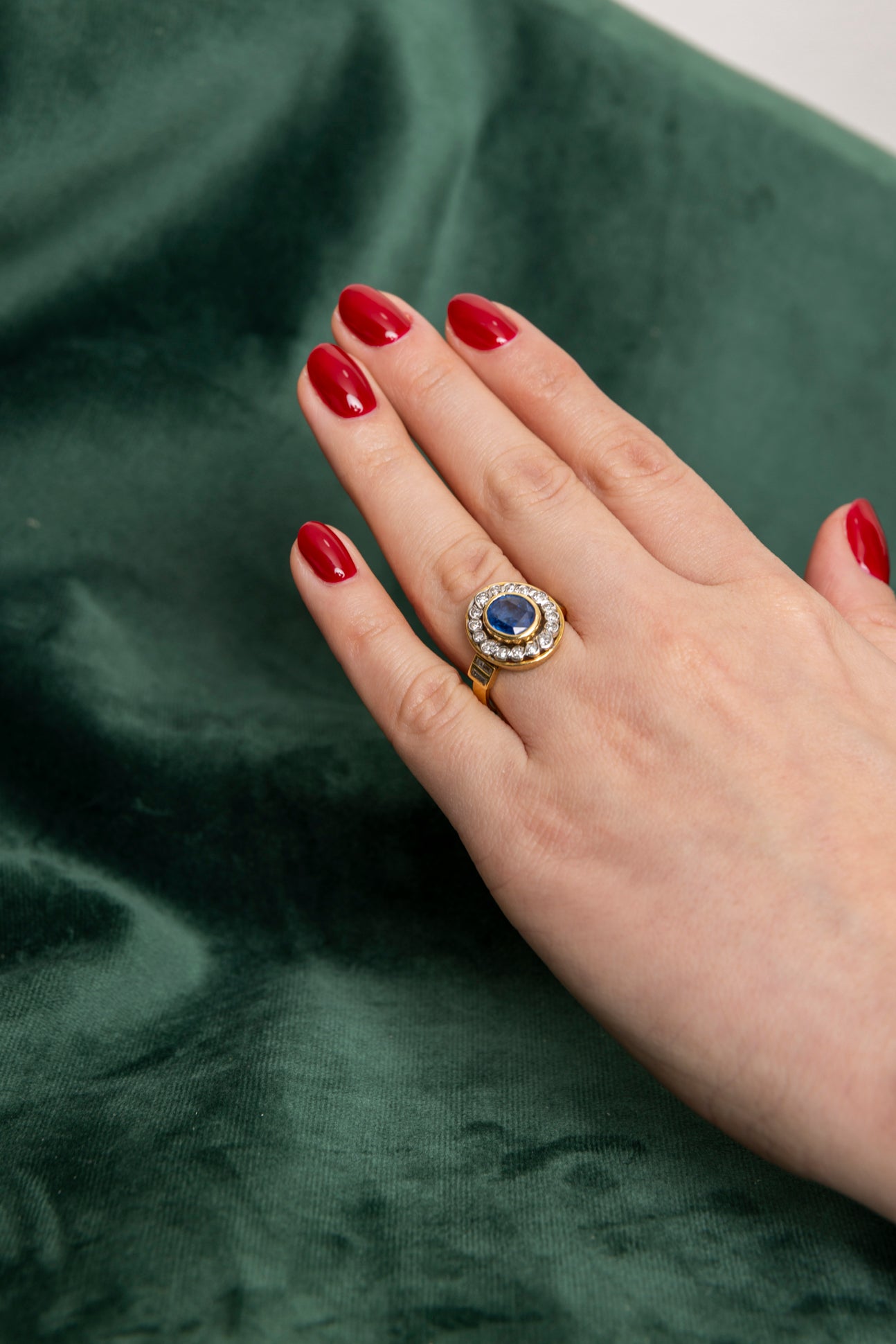 Sortija Años´80 de Zafiro y Diamantes