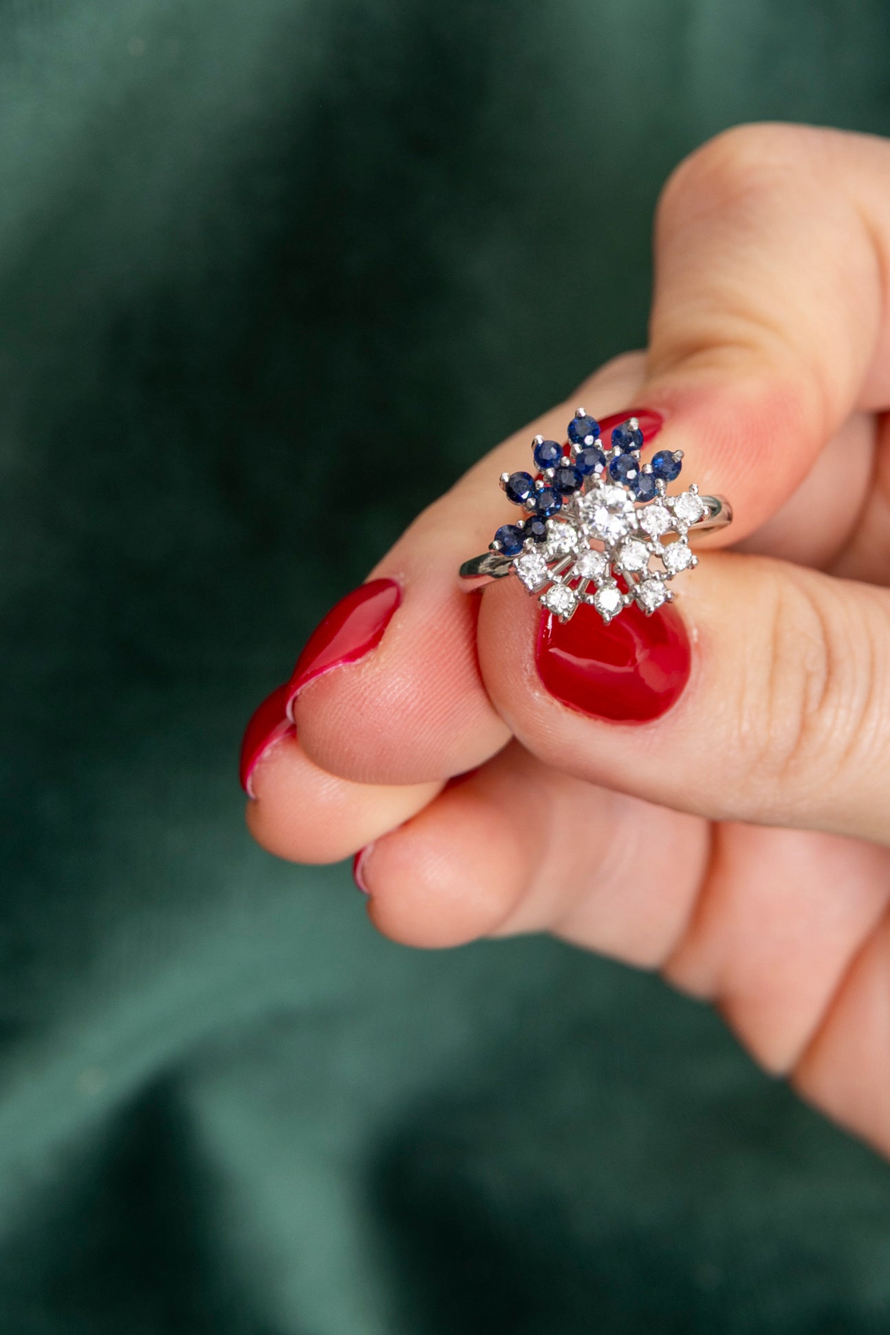 Sortija Ramillete de Diamantes y Zafiros