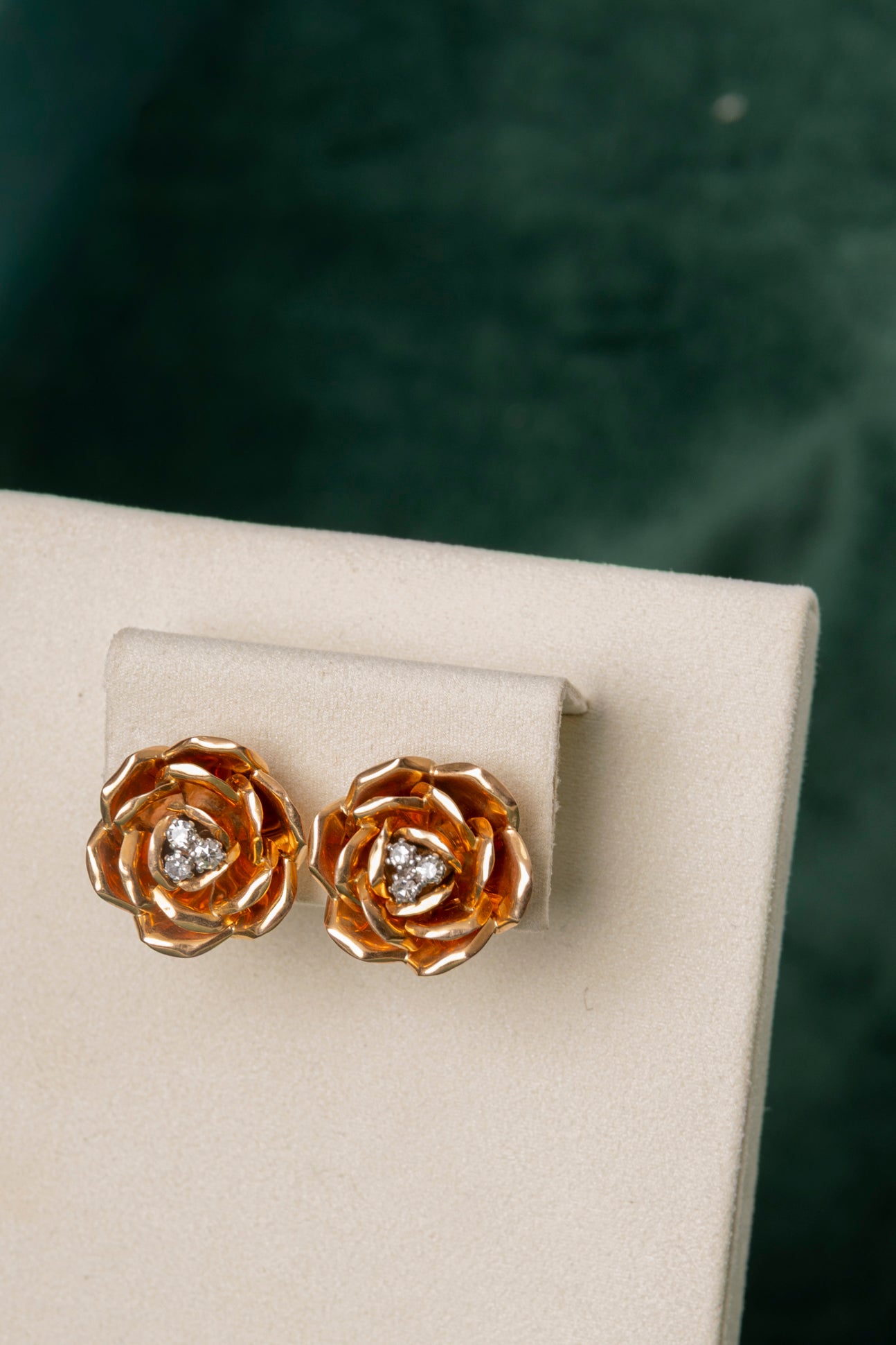 Pendientes Flor Rosa de Diamantes