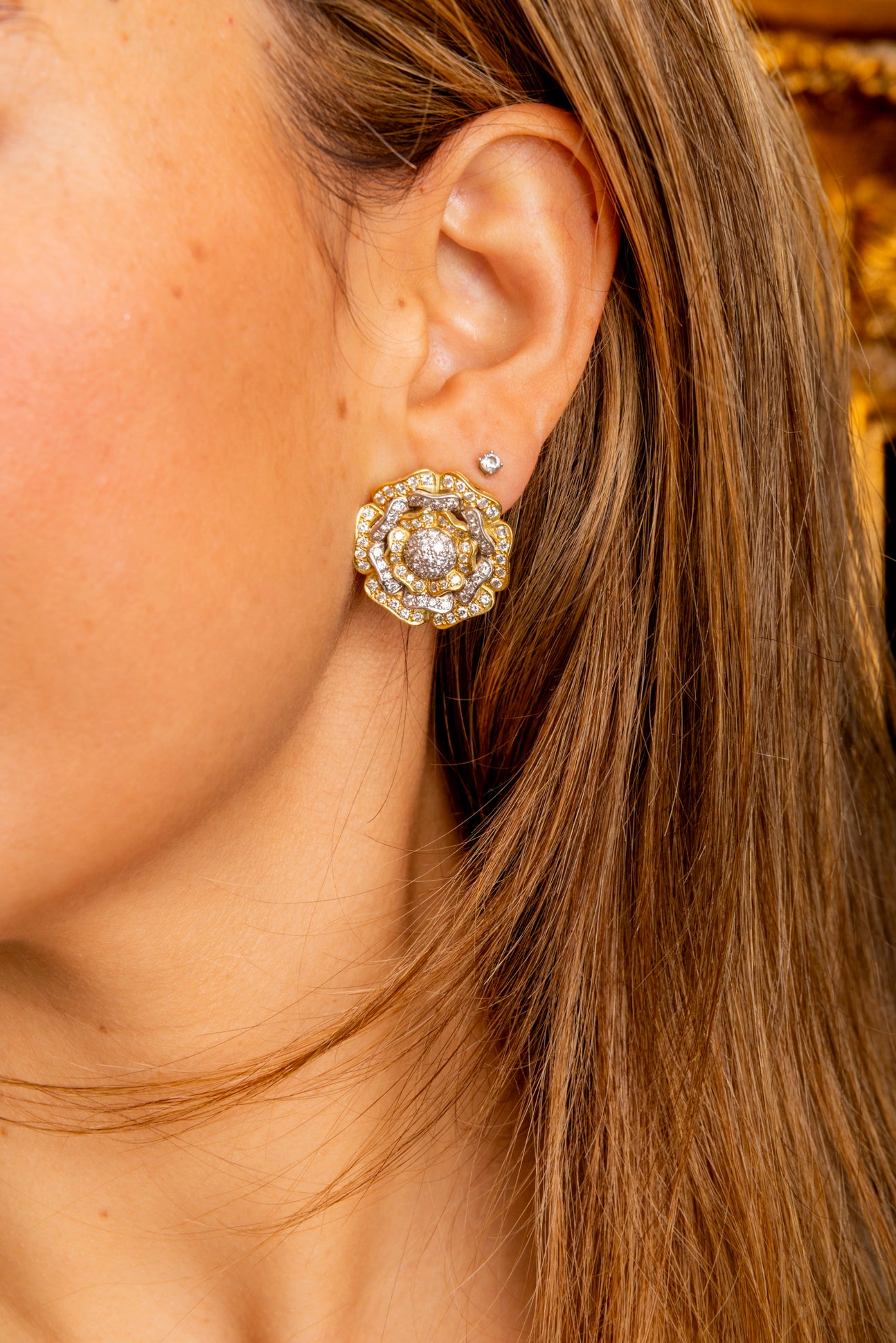 Pendientes Camelias de Diamantes