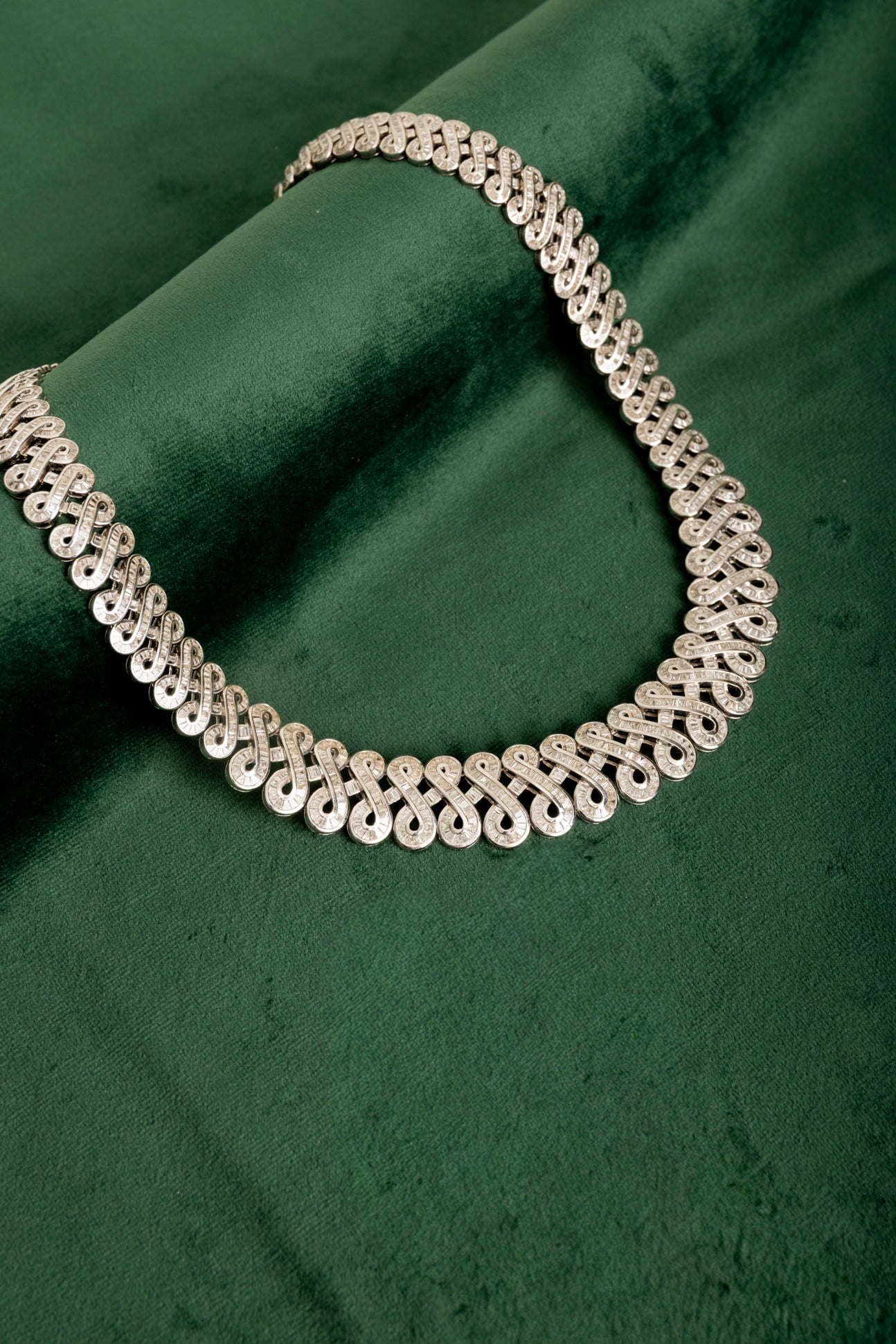 Gargantilla Babero de Diamantes Baguette