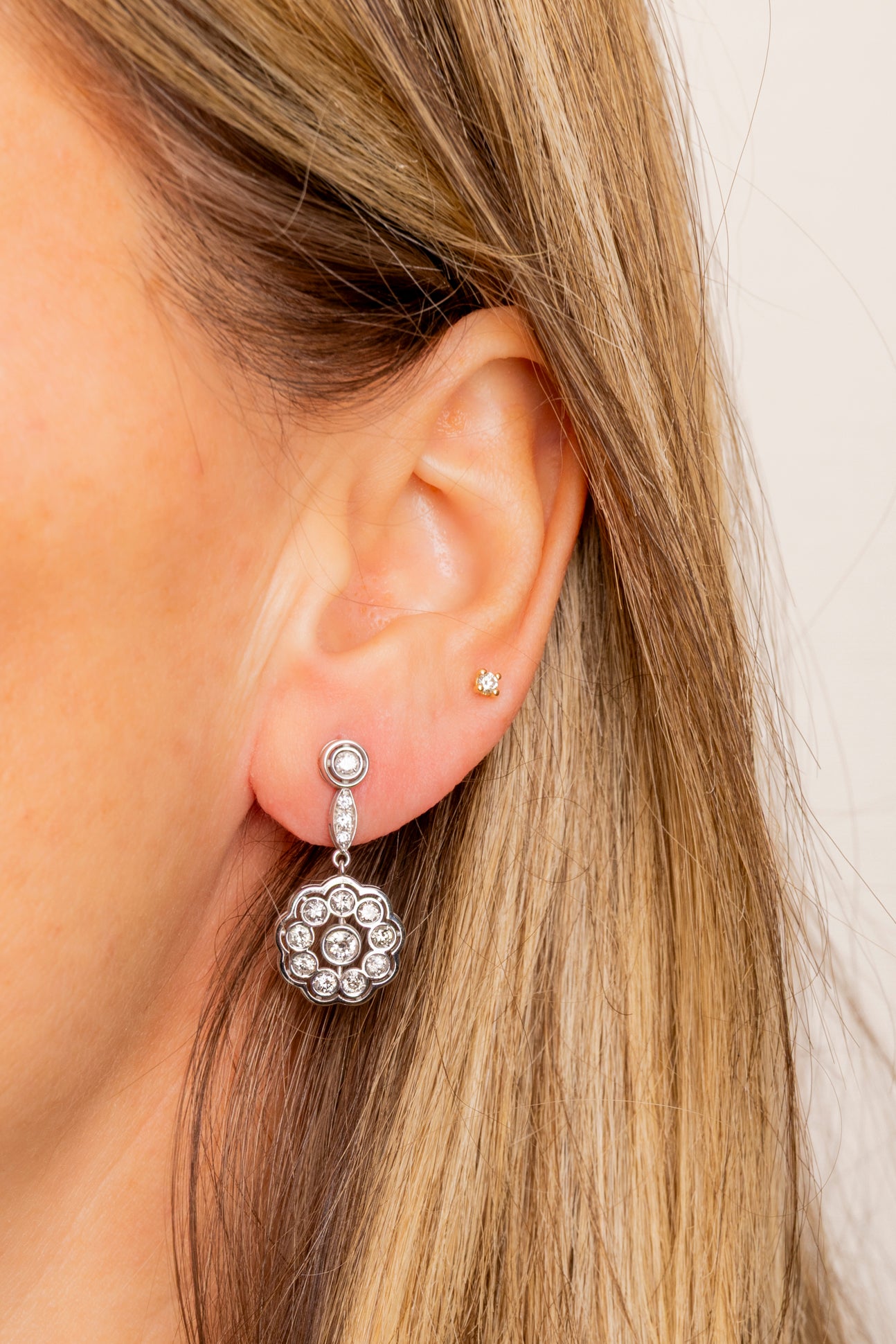 Pendientes Vintage Rosetón de Diamantes