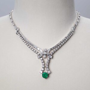 Gargantilla Vintage de Esmeralda y Diamantes.